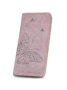Womens RFID Wallet Butterfly Bifold Clutch Card Holder Slim Long Wallet